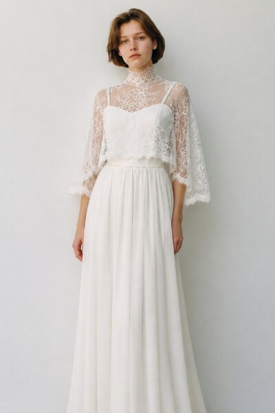 bride in love Fransız dantelli pelerin