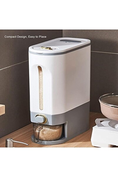 ALMEKAQUZ 22 Lbs Rice Dispenser, Large Grain Container Storage with Lid Measuring Tank, Moisture Res