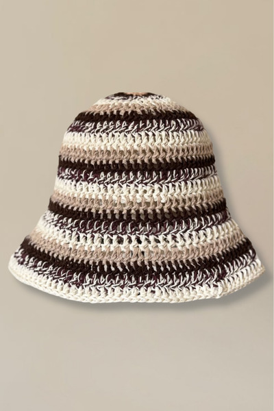 MELUSH Striped Retro Style Knitted Hat, Hand Knitted Bucket Hat - Bucket Hat