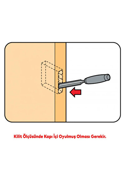 Badem10 Sessiz Gömme Kilit 5 Adet Set 40 mm Oda Kapısı Kilidi Barelsiz İç Kapı Kilidi Seti
