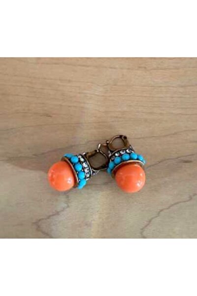 AychaAksesuar Orange Blue Beaded Ethnic Earrings