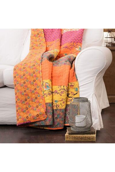 Lush Decor Royal Empire Reversible Cotton Throw Blanket, 50" W x 60" L, Tange...