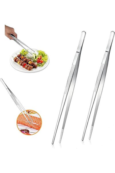 Parlberd 2Pcs Stainless Steel Kitchen Tweezers,11.8-Inch Culinary Tongs with ...