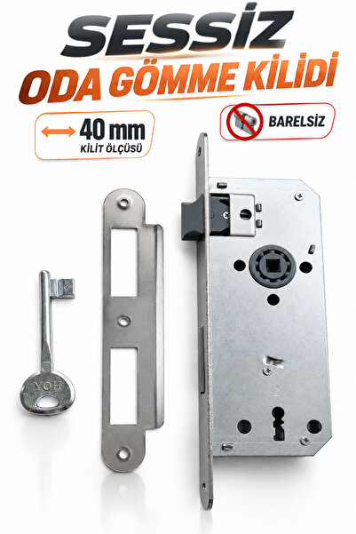 Badem10 Sessiz Gömme Kilit 40 mm Oda Kapı Kilidi Barelsiz İç Kapı Kilit Mekanizması Dayanıklı Metal Gövde