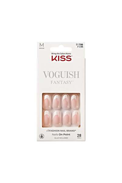 Kiss Unghii false Voguish Fantasy cu adeziv, Aur cald, Formă ovală, 28 de bucăți