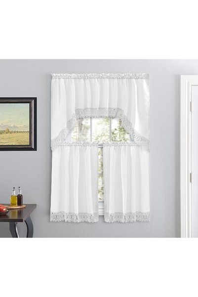 American Linen Café Curtains for Kitchen, Bathroom Curtains with Valance, Emb...