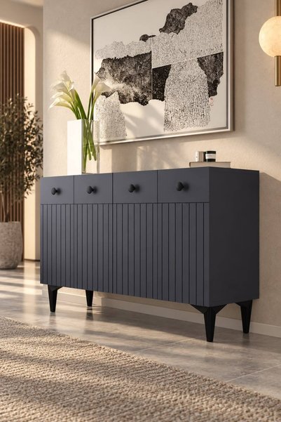 Modova Home 120DHDK7A İLLAY LAZER DESEN KAPAK KONSOL ve TV SEHPASI ANTRASİT