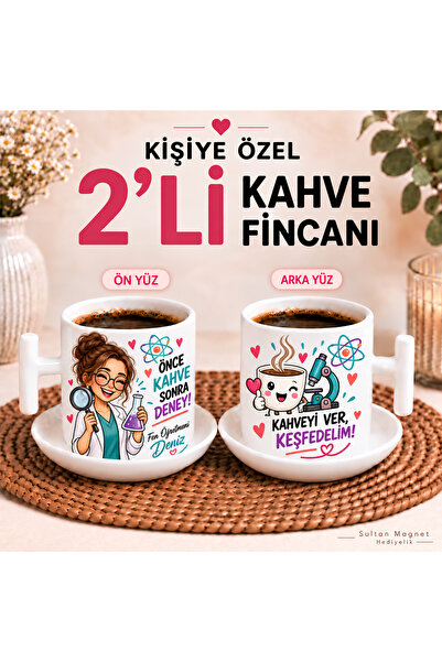 Sultan magnet hediyelik Kişiye Özel İsimli 2’li Kahve Fincanı Seti Öğretmenle...