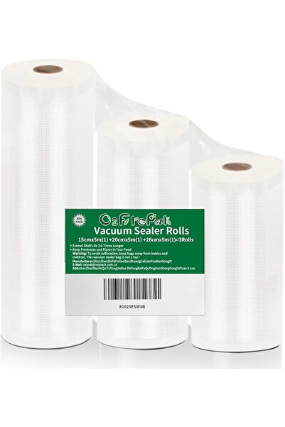 O2frepak 3Pack Vacuum Sealer Rolls 6"/8"/11"x16.5' BPA Free Sous Vide Bags