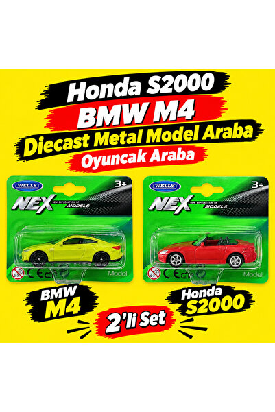 alpmodel Honda S2000 BMW M4 Diecast Metal Model Araba Oyuncak Araba 1/64 Lisa...
