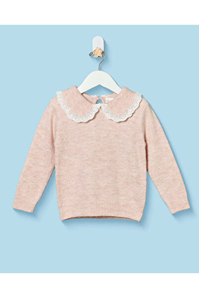 REDTAG Infant Girls Pink Lace Collar Pullover