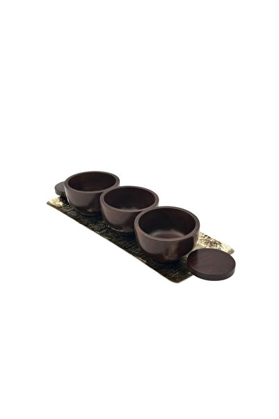 B&D Rectangular Serving Tray with 3PC Wooden Bowls – Stylish Food, Snack and ...