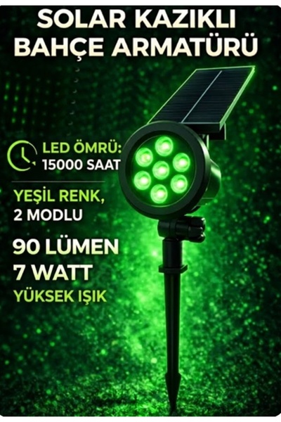 gaman GÜNEŞ-SOLAR ENERJİLİ * 7 W YÜKSEK IŞIK *ÇİM ARMETÜR *YEŞİL RENK - Çim A...