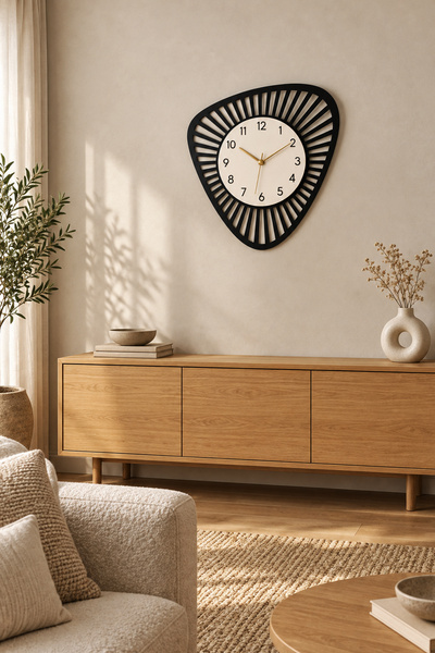 Aldebaran Reklam Modern Dekoratif Duvar Saati 40x40 cm Modern Üçgen Dekoratif...