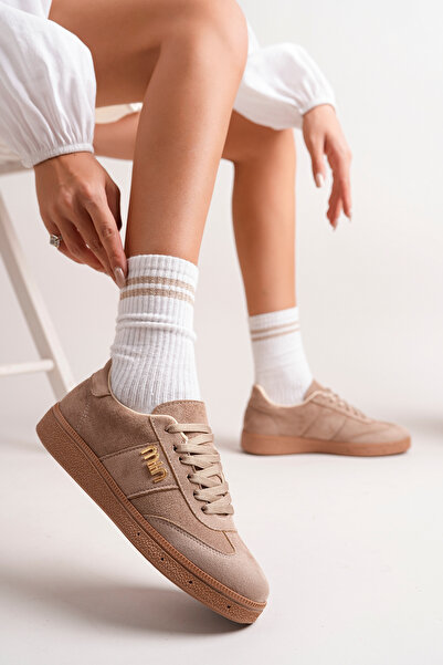BAHRİNA Kadın Siyah Cild Siyah Süet Tokalı Günlük Sneaker