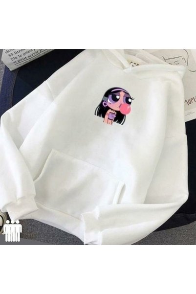 Vordevia سويت شيرت قطني مطبوع عليه Powerpuff Girl مكون من 3 خيوط ومقاس كبير