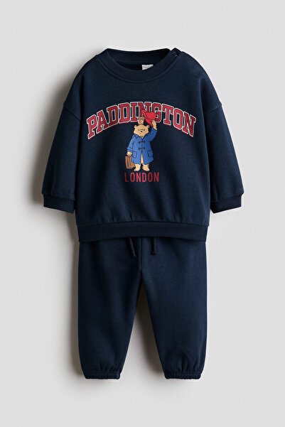 H&M 2 Parçalı Baskılı Sweatshirt Set