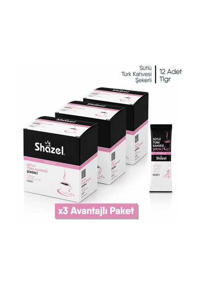 Shazel قهوة تركية بالحليب مع السكر × 3 قطع
