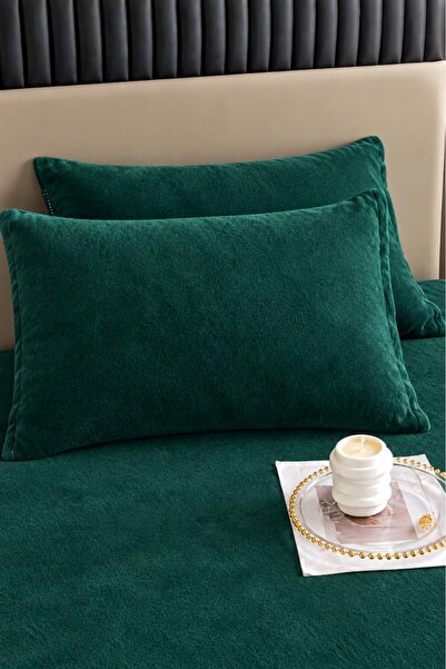 Mulberry Kadife Kumaş Çift Kişilik Fitted Lastikli Çarşaf Takımı 160x200+30 cm