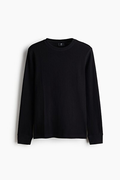 H&M Petek Dokulu ve Uzun Kollu Tişört Regular Fit