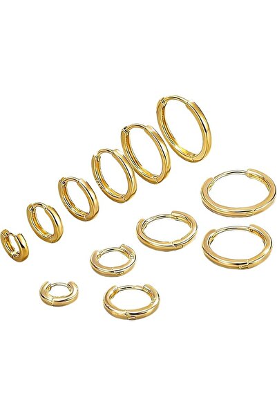 GENERAL 6 Pair Multiple Piercing Earrings Set for Women: 14K Gold Plating & 9...