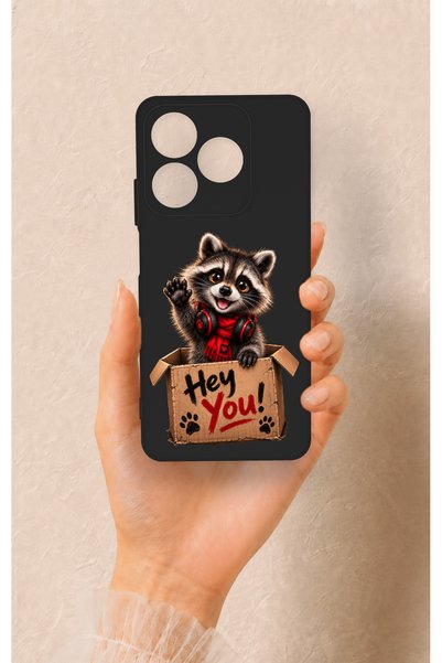 Vip Case Realme C63 Compatible Cute Raccoon Patterned Silicone Case