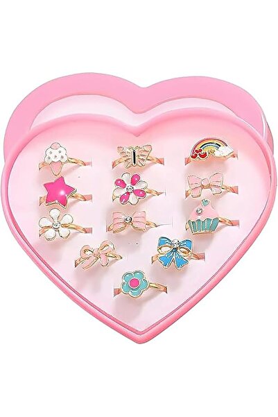 KASTWAVE 12Pcs Kids Rings for Girls Jewellery - Childrens Set Adjustable Prin...