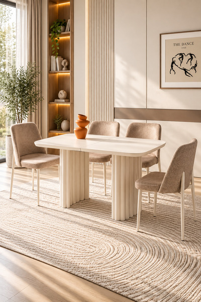 Lisso Home Defne Yemek Masası 80x130(+30), H: 78 cm Aytaşı Tabla-Venüs MDF Ay...