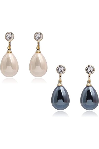 GENERAL Freshwater Pearl Ear Clip Stud Water Drop Earrings Set, Hypoallergeni...