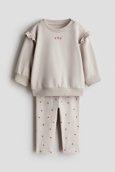 H&M 2 Parçalı Pamuklu ve Fırfırlı Set