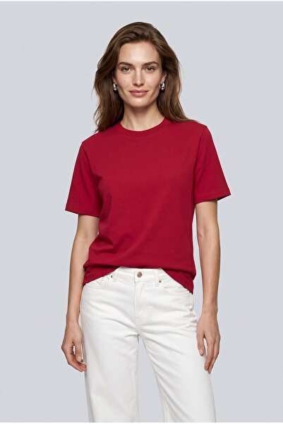 Brix Tricou interlock cu croială normală pentru femei, roșu claret
