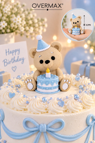 OVERMAX Sevimli Ayıcık Doğum Günü Pasta Süsü – 8 CM Dekoratif Cake Topper