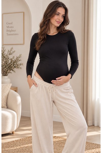 Luvmabelly MYRA1900 - ملابس داخلية للحوامل بتصميم مودال مع أزرار كبس - أسود