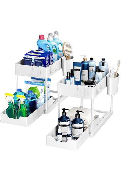 Puricon Under Sink Organizers and Storage Pull Out Sliding Drawer, 2 Tier Mul...