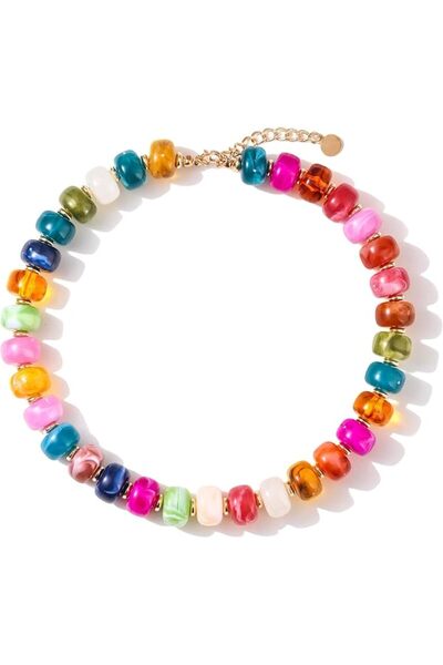 TERRIFI Colorful Beaded Necklace for Women, Chunky Resin Beads Choker Necklac...