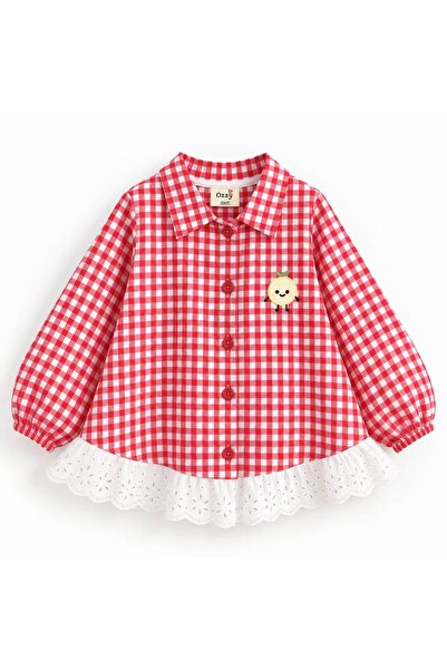 OZZY KİDS Girl's Plaid and Scalloped Shirt