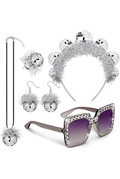 KASTWAVE 1970s Vintage Disco Ball Headpieces Party Costume, 5 Pcs 70s Disco A...