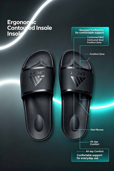 Elite Foot Hub Sports Slippers - Black - Young