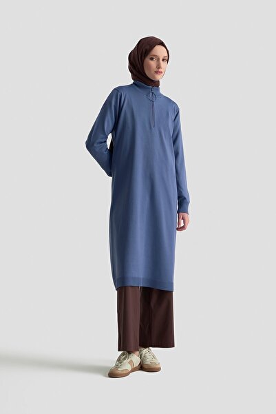 Armine Zipper Detailed Knitwear Tunic Indigo