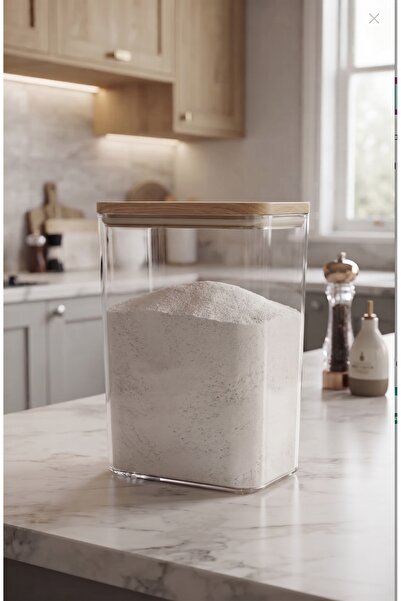 Glass&Grace 3 Litre Ahşap Vakumlu Kapaklı Tablet ve Toz Deterjan Kutusu / Ban...
