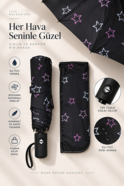 Eyesofia Otomatik Full Fonksiyon Açma Kapama Fiber Tel Kılıflı Yıldız Desenli...