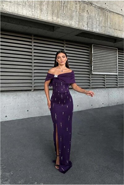 Şeker Portakalım Evening & Prom Dress - Purple - Long