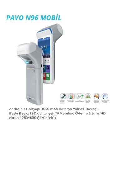 N96 Mobil Pos Cihazı Android 11 6.5 İnç Dokunmatik Ekran
