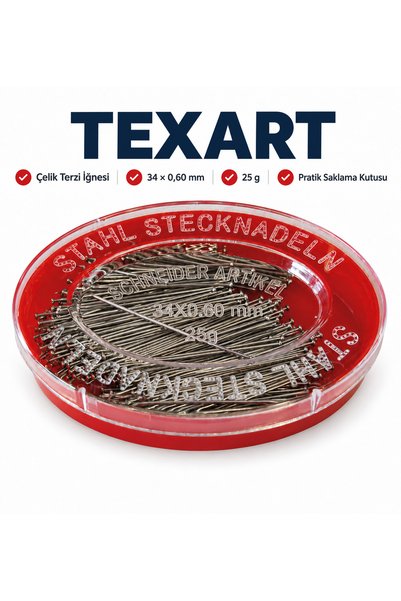 TEXART Art of Sewing Çelik Toplu Terzi İğnesi 34 mm – Dikiş, Kalıp ve Prova İ...
