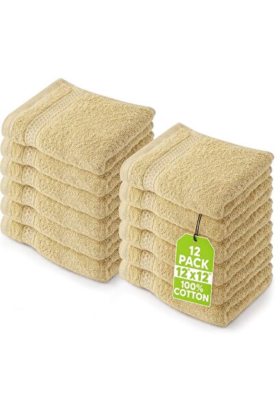 Utopia Towels مجموعة مناشف أصابع اليد الفاخرة (12 × 12 بوصة، بيج) 600 جرام لك...