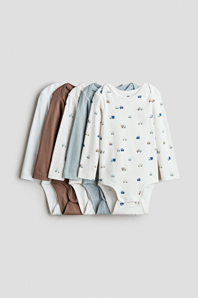 H&M 5'li Pamuklu Zarf Yaka Body