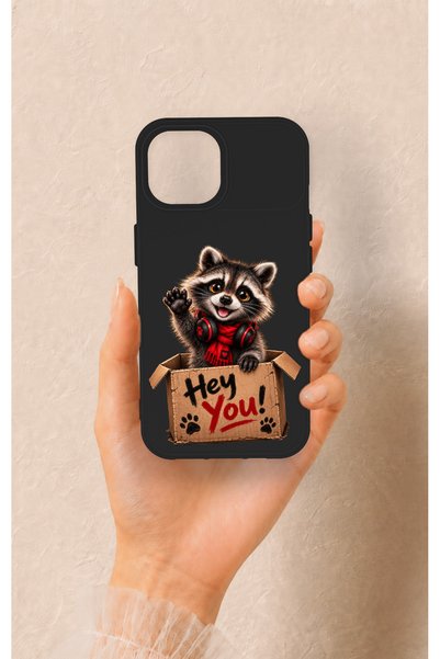 Vip Case Cute Raccoon Pattern Silicone Case Compatible with iPhone 15