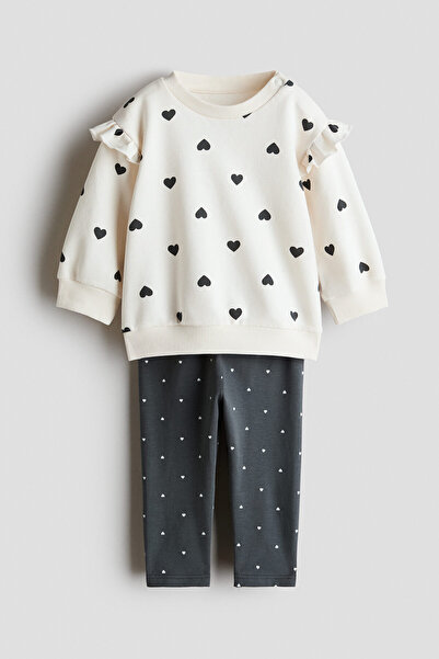 H&M 2 Parçalı Pamuklu ve Fırfırlı Set