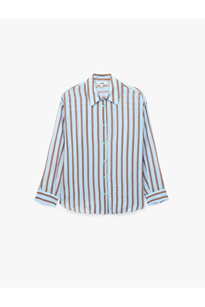 Koton Long Sleeve Regular Fit Viscose Striped Shirt