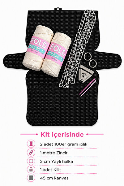 BD fold yarn Canvas Bag Knitting Kit 45X21Cm - Cream Polyester Macrame No.3 P...